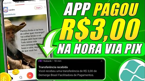 PAGOU R$3,00 NO PIX! NA HORA! APP PARA GANHAR DINHEIRO VIA PIX