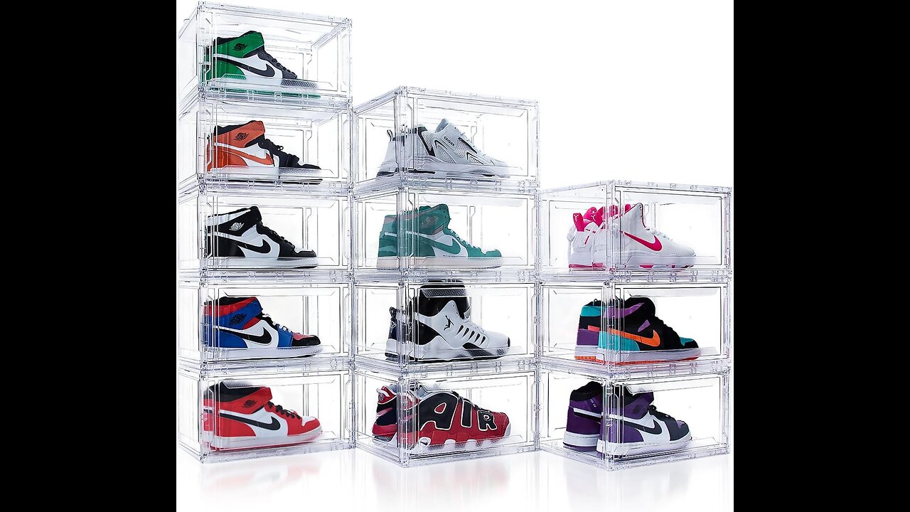 Sturdy Durable Shoe Organizer, Shoe Box with Magnetic Door