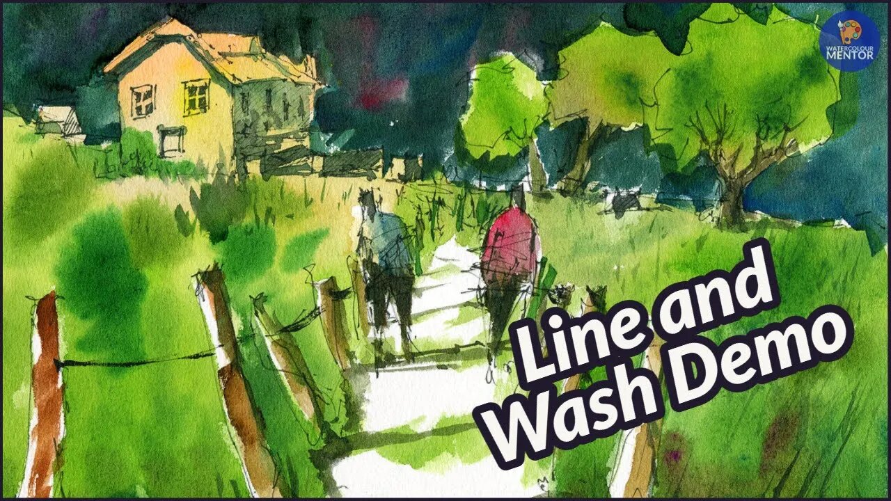 Live #2 - Line and Wash Tutorial: Cottage Landscape