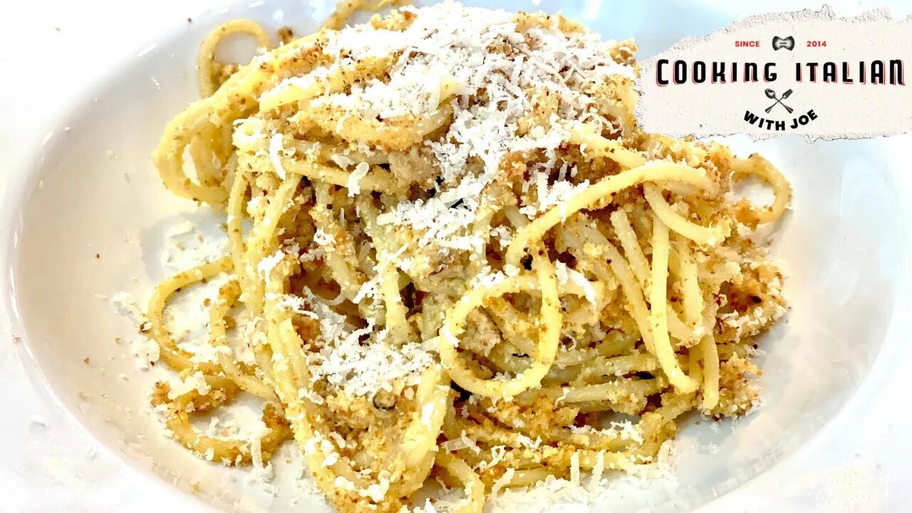 Spaghetti with Sweet Garlic Cream Sauce and Toasted Breadcrumbs Cooking Italian with Joe