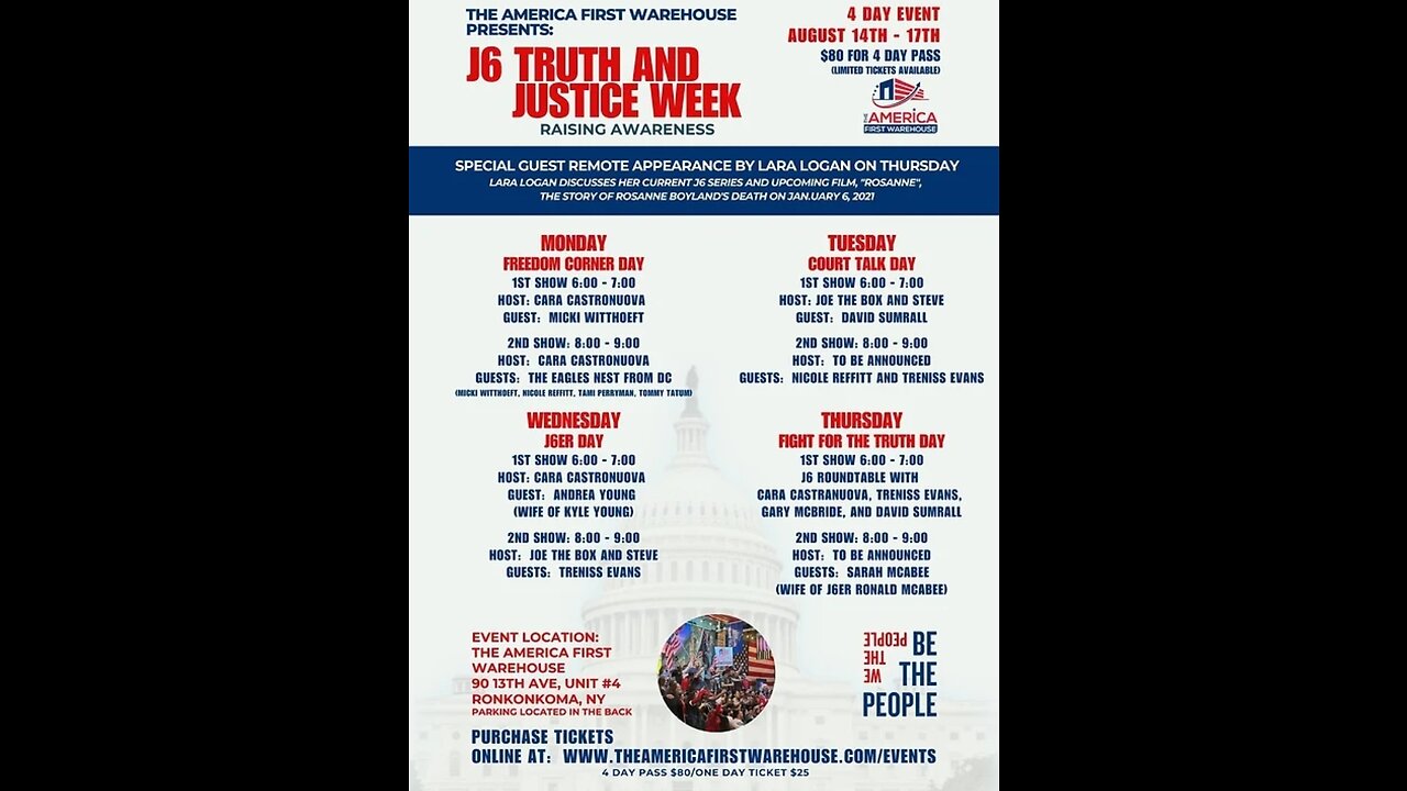 J6 Truth & Justice Week at The America First Warehouse!