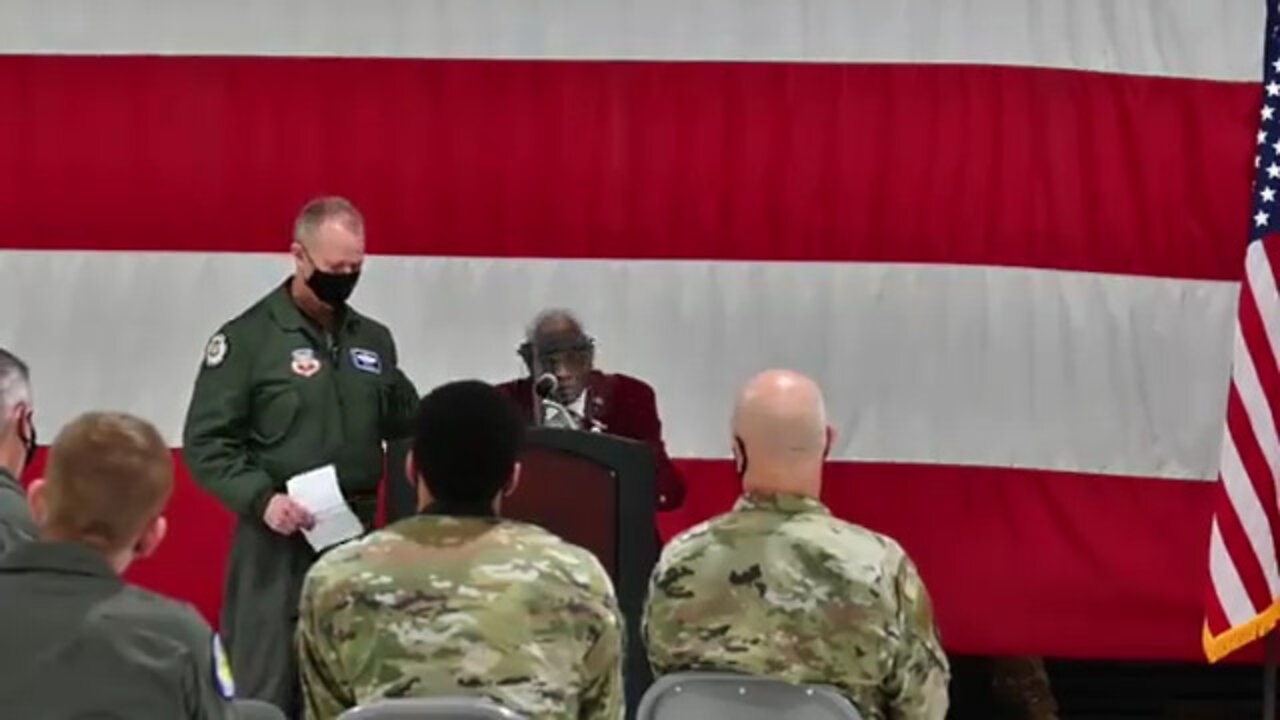 Tuskegee Airman, Lt. Col. James Harvey, Top Gunnery Plaque ceremony at Nellis AFB