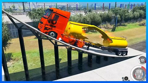 EXPLOSIVE TANK TRUCK JUMPING BeamNG Drive #302