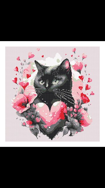 BLACK CAT LOVE Cross Stitch Pattern by Welovit