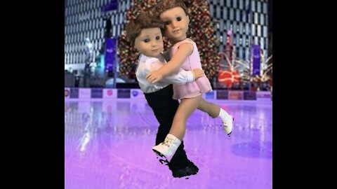 Ice skating ice dance American girl stop motion