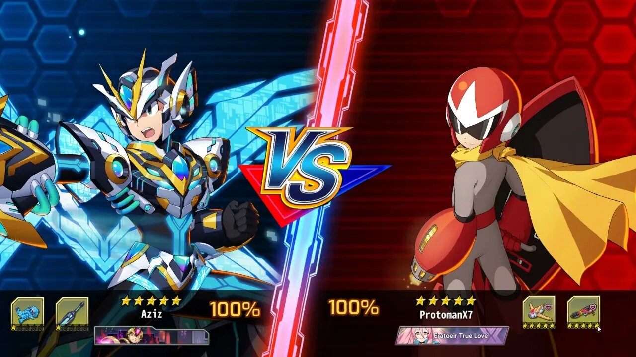 Protoman with maxed Destructive Laser Terminates maxed out Next Dive Armor X Ranked PvP / MMXDIVE