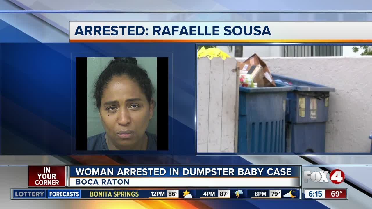 Rafaelle Sousa: 35-year-old west Boca woman arrested after baby found alive in dumpster