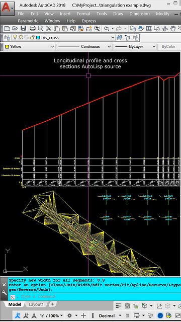 Longitudinal profile and cross sections AutoLisp source