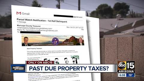 Let Joe Know looks at past due property tax email sent to consumers