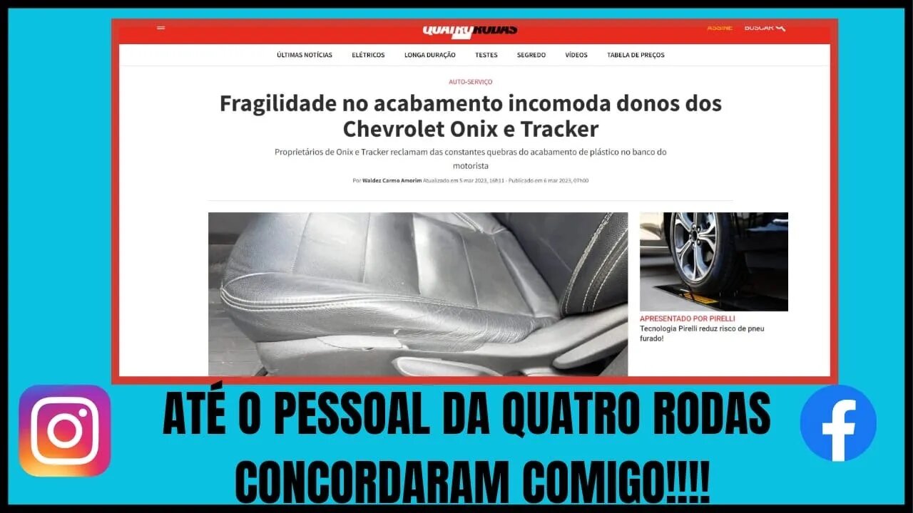 Depois de vários vídeos aonde falo da fragilidade dos bancos do Onix e Tracker a 4rodas concorda!!!