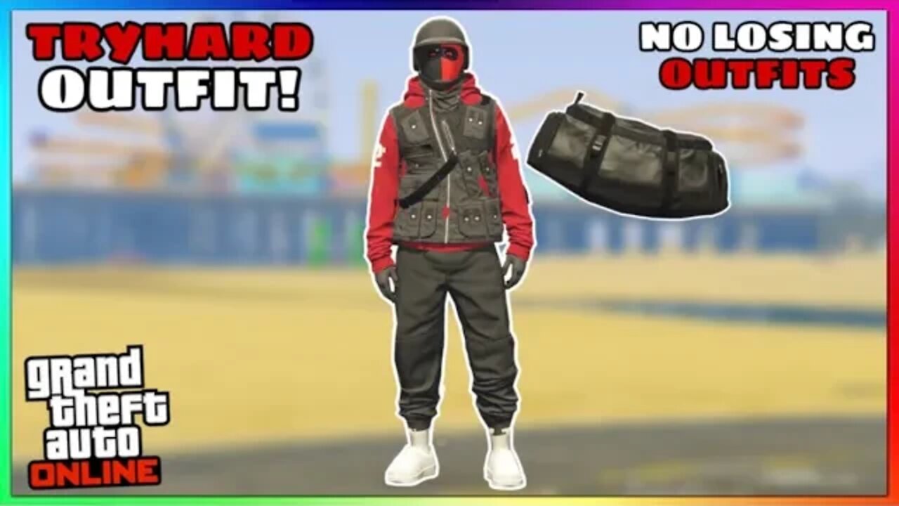 Easy Red & Black Joggers Duffel Bag Glitch Tryhard Modded Outfit (No Transfer) (GTA Online)