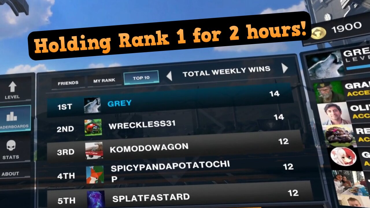 Holding Rank 1 in wins for 2 hours on the last day of the old War Mode - Population One