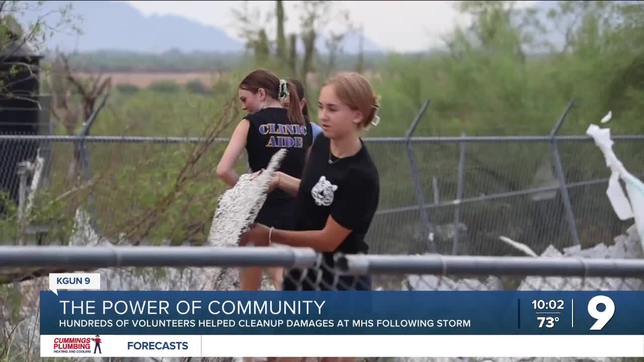 Volunteers cleanup Marana High following storm