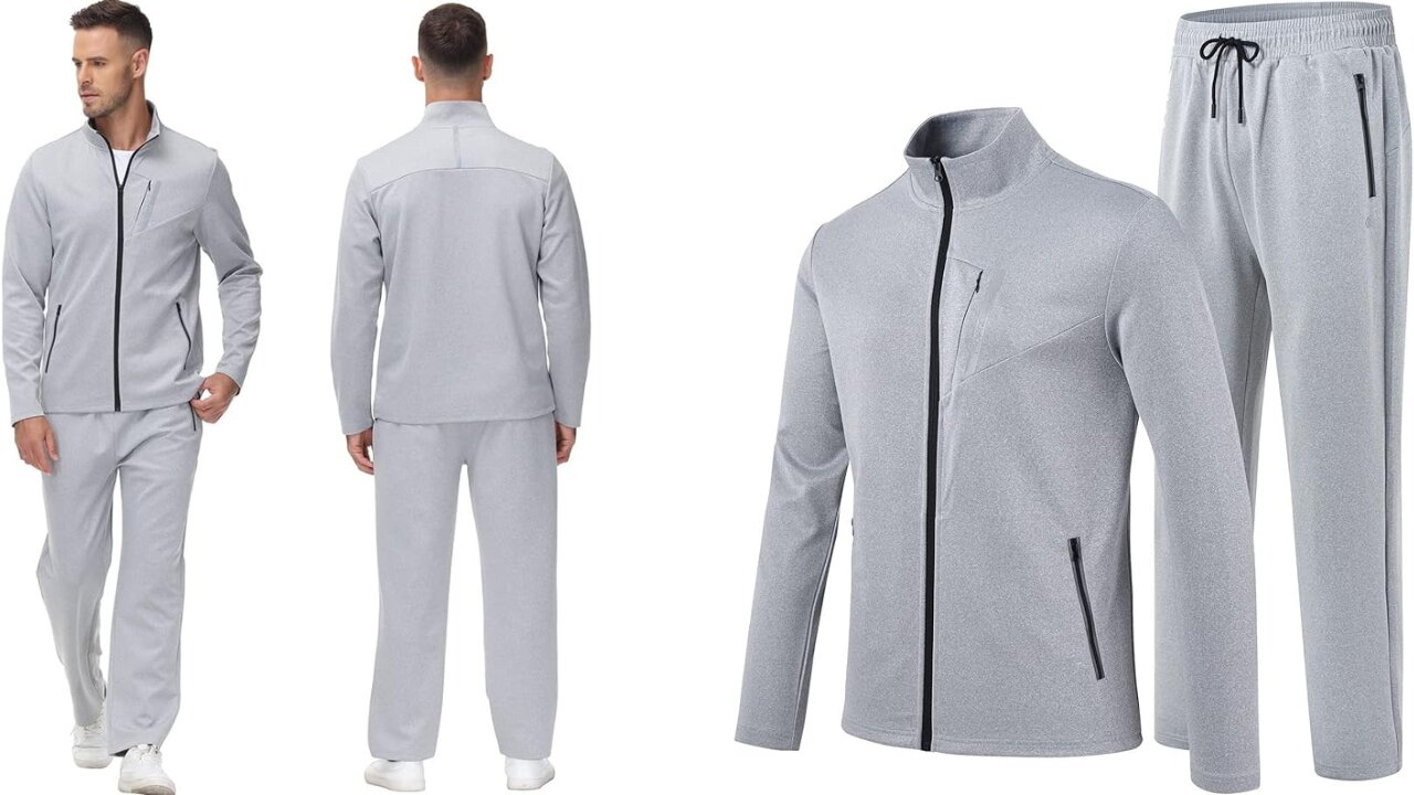 Men's Tracksuits Set Long Sleeve Causal Full Zip Running Sports Sweatsuit For Men 2 Piece