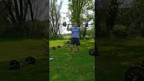 Military press outdoors, Add even More weight.