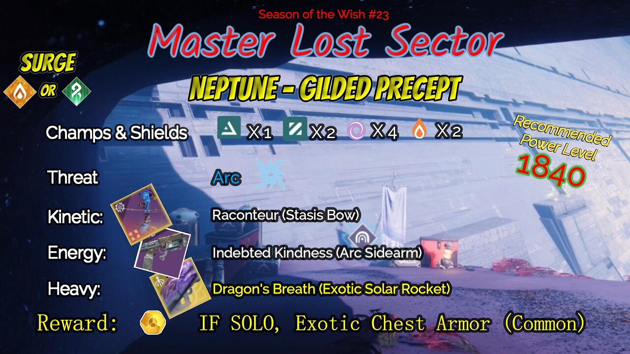 Destiny 2 Master Lost Sector: Neptune - Gilded Precept on my Stasis Warlock 1-18-24