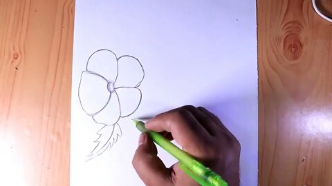 Simple pencil drawing beautiful Bird with Flower