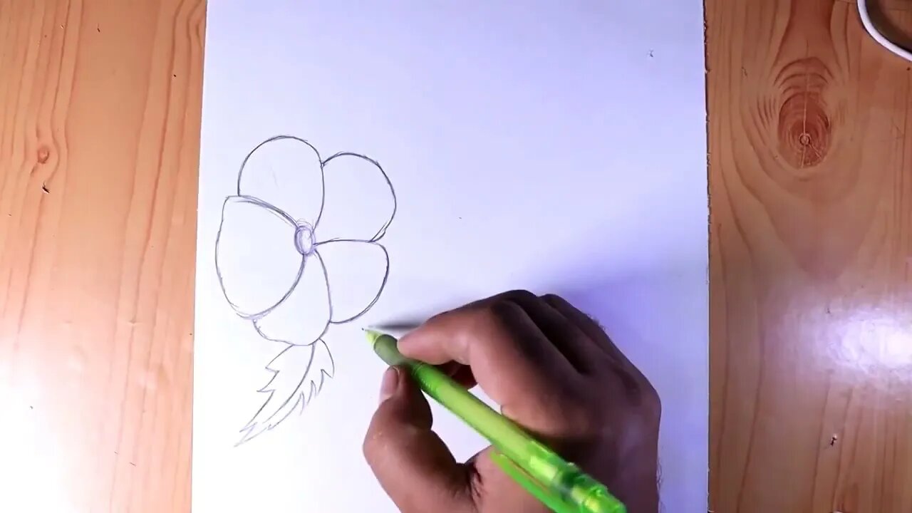 Simple pencil drawing beautiful Bird with Flower