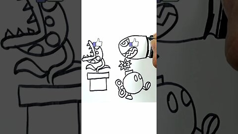 How to Draw and Paint Super Mario Enemies Banzai Bill, Piranha Plant, Bob-omb