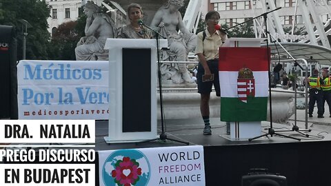 DRA. NATALIA PREGO DISCURSO EN PLENA MANIFESTACIÓN EN BUDAPEST