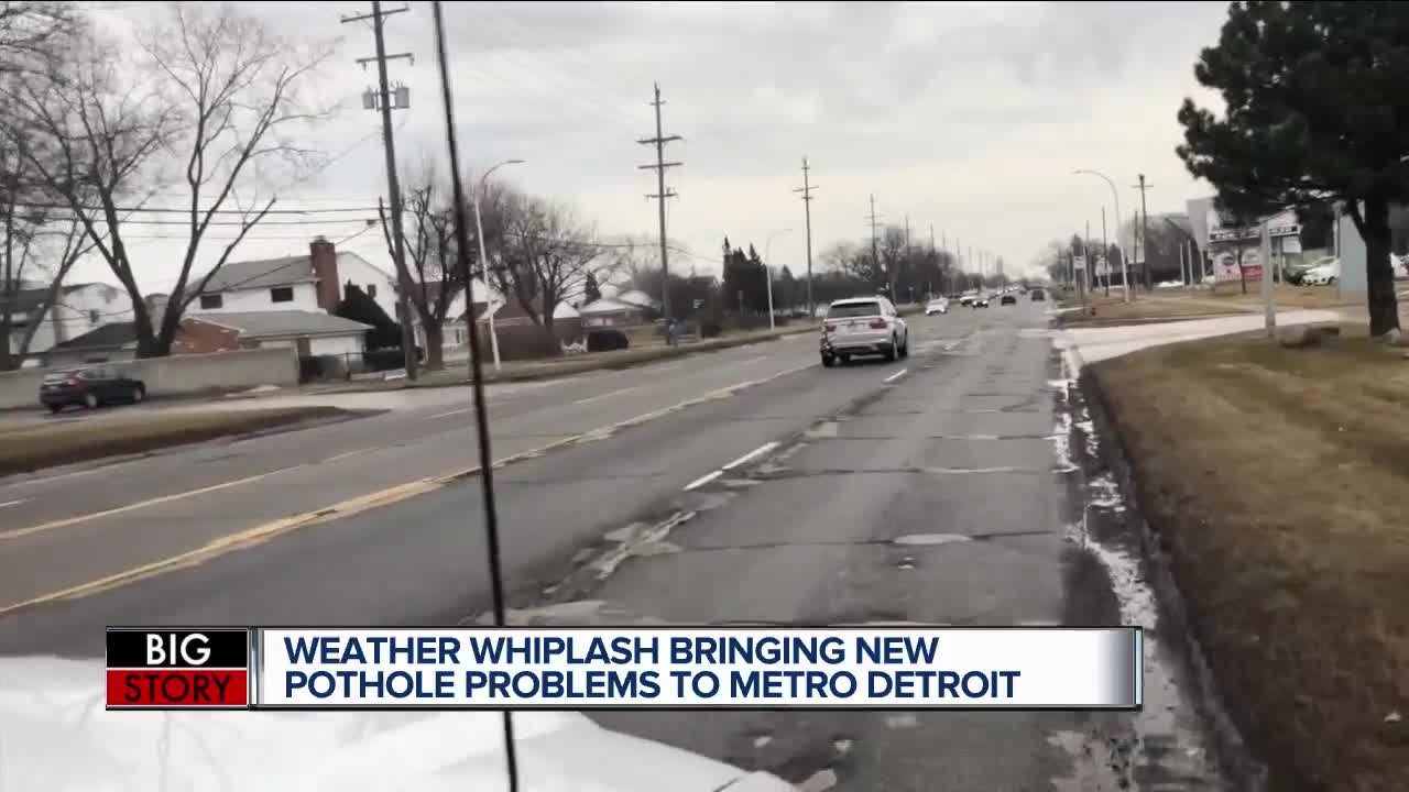 Weather whiplash causing new pothole problems in metro Detroit
