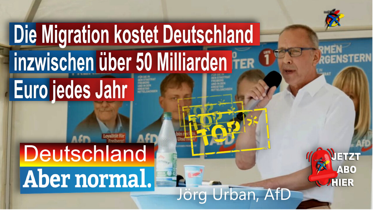Die Migration kostet Deutschland inzwischen über 50 Milliarden Euro jedes Jahr, Jörg Urban, AfD