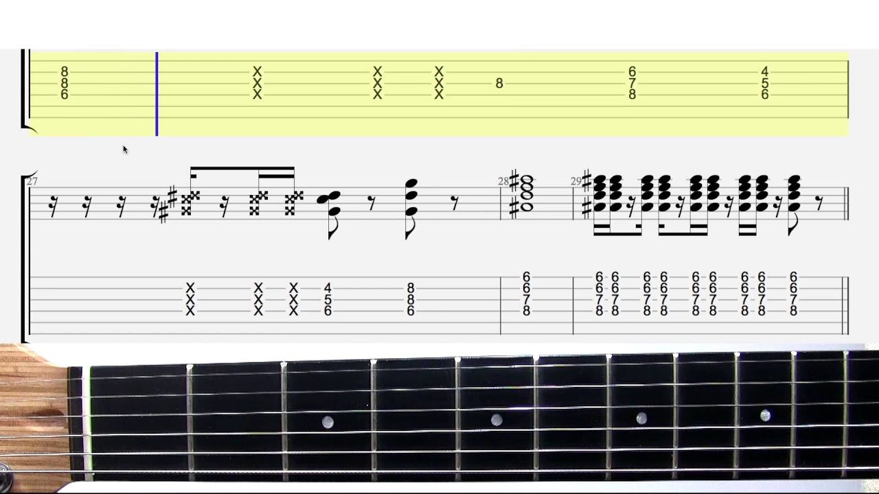 Treasure - Bruno Mars (slowdown) Guitar Lesson ★ Tab & Neck Tutorial