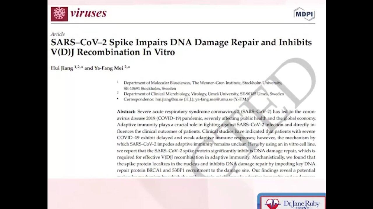 Dr. J. Ruby : C19 "Vaccines" Are Creating Explosion of Breast and Ovarian Cancer.
