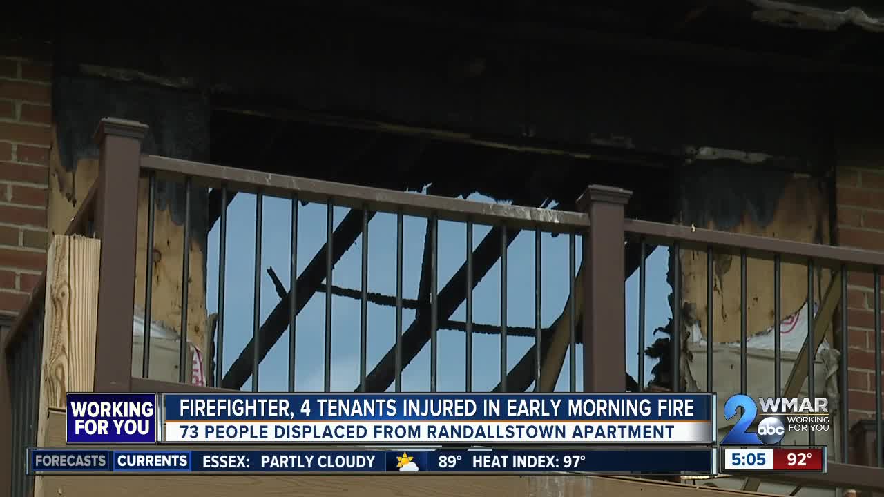 Firefighter among five injured from flames thate burned through a Randallstown apartment building