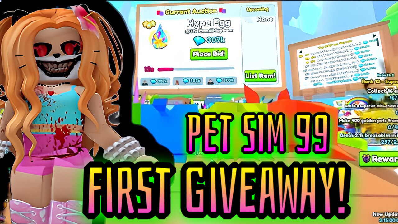 Nearly Free Auction and First Pet Simulator 99 Giveaway