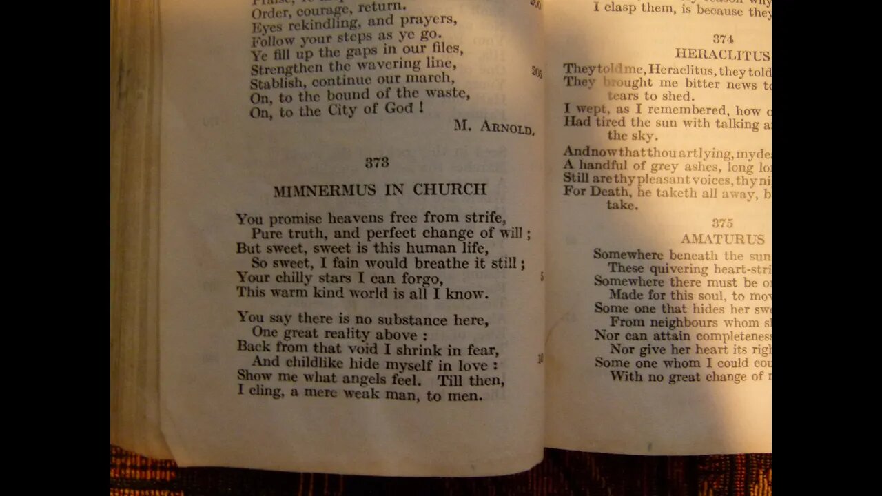 Mimnermus In Church - W. J. Cory