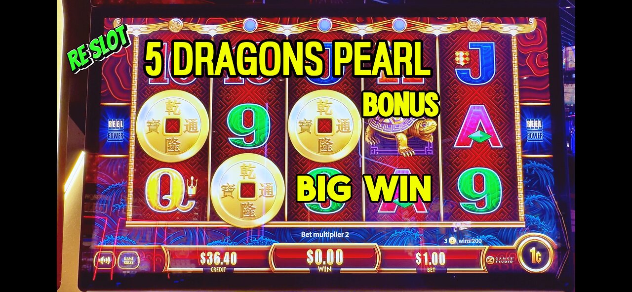 5 dragons Pearl slot machine bonus!! Big Win 🦜