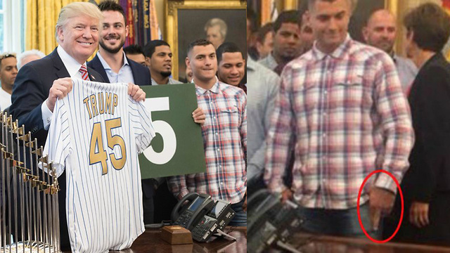 Cubs Player CAUGHT Flipping Off Donald Trump