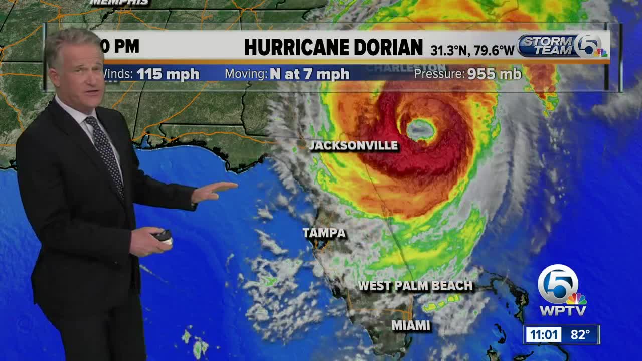 Dorian upgrades to a Category 3 storm, packing 115 mph winds as it approaches the Carolinas