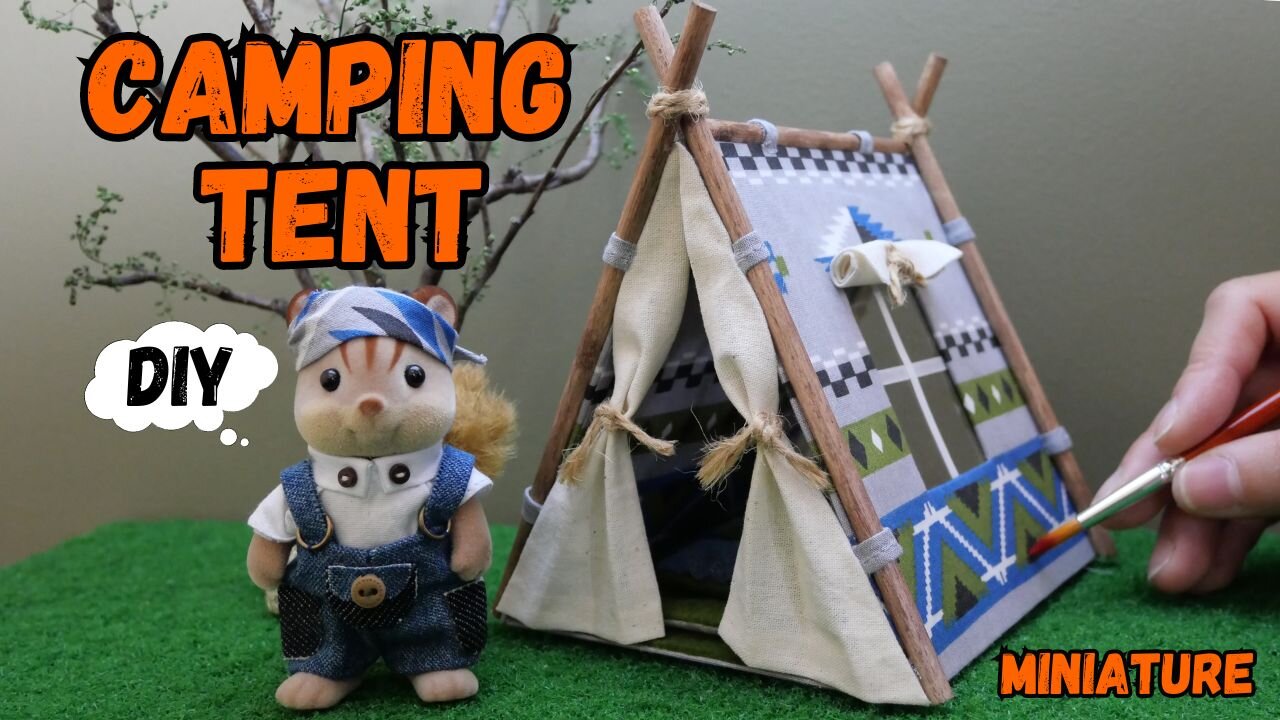 【DIY】Miniature Camping tent/ミニチュア★キャンプテント/Sylvanian families/シルバニアファミリー/Calico Critters/ドールハウス