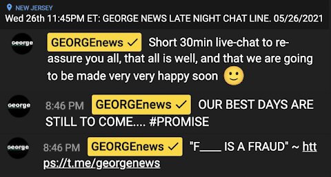May 26 2021 - George News SITREP - YouTube Live Chat