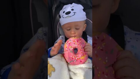 Eating a Huge Donut at Disney World