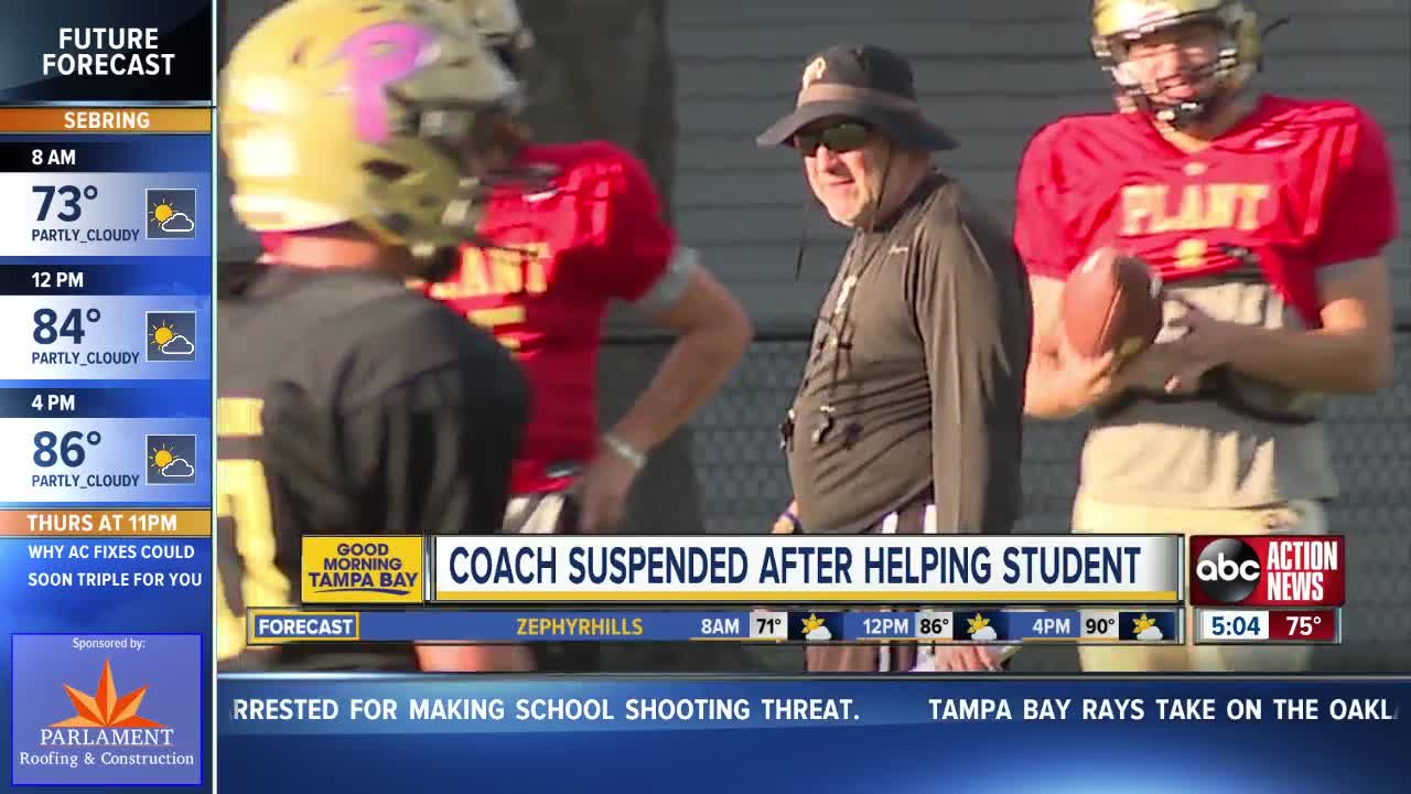 Plant High football coach suspended 6 weeks, fined $5,000