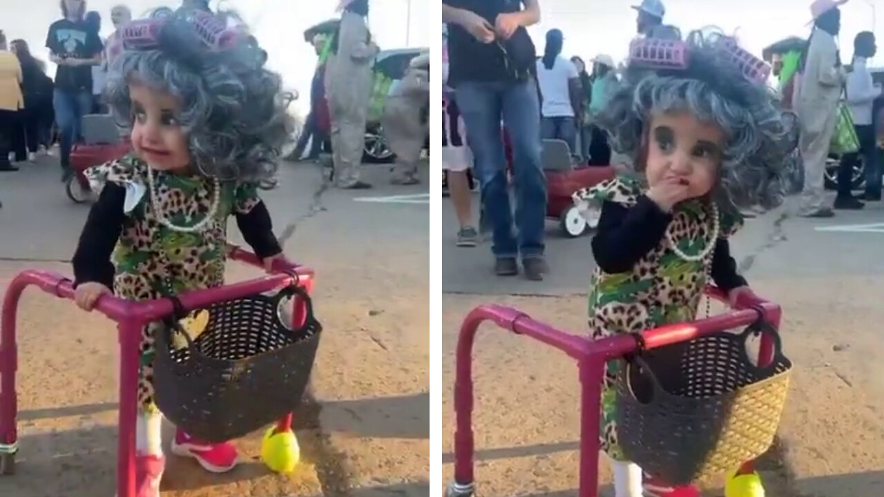 Child flaunts diverting grandmother Halloween outfit
