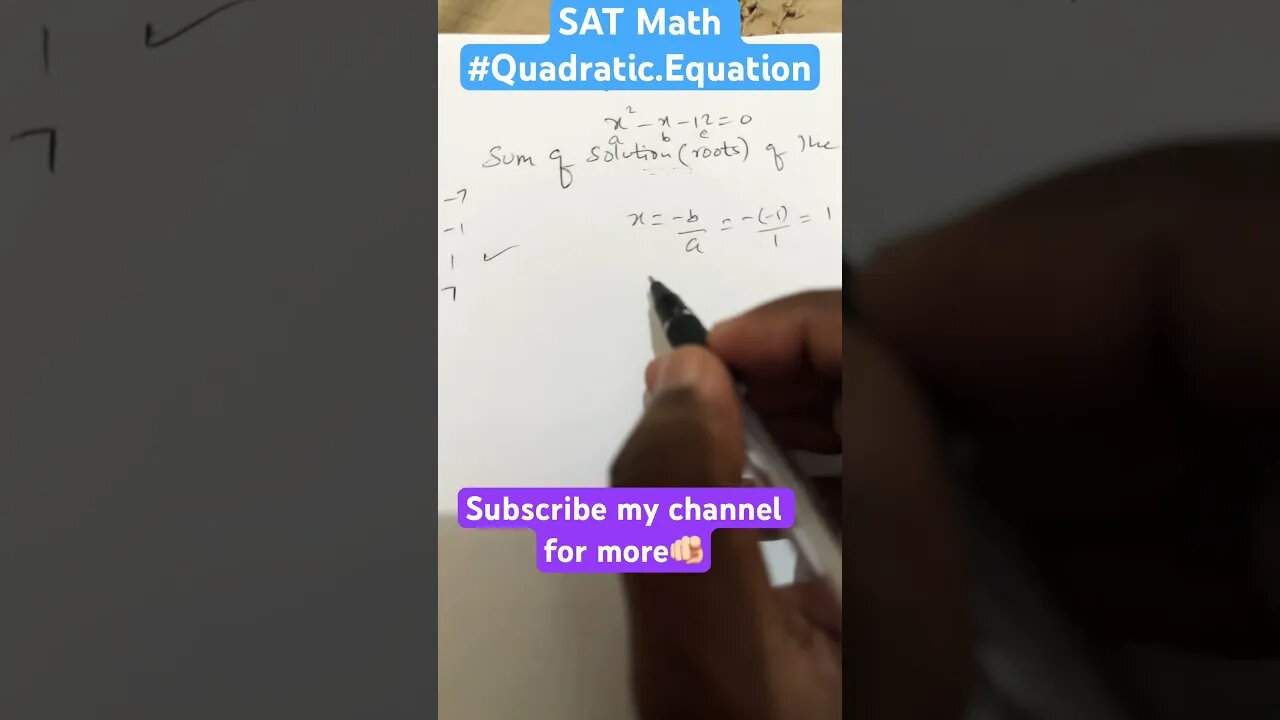 SAT Quadratic Equation problem🪡💥# #mathtrick #youtubeshorts