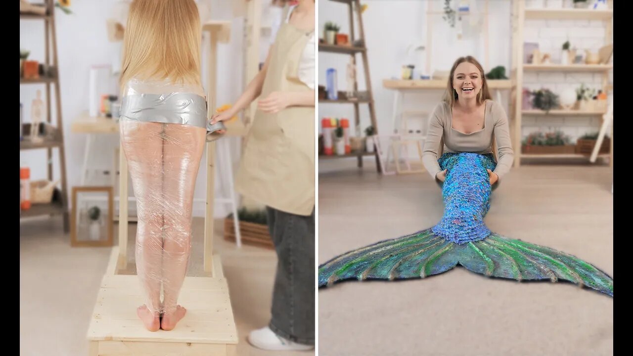 Girls make DIY realistic silicone mermaid tail 🧜🏼‍♀️