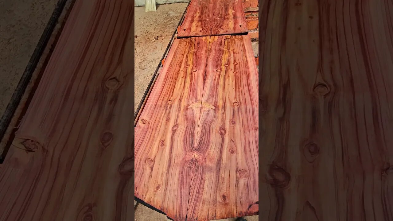 Beautiful Redwood Slabs on the Woodmizer Sawmill #short #shorts #bookmatched #wickedwoodsnwllc #wood