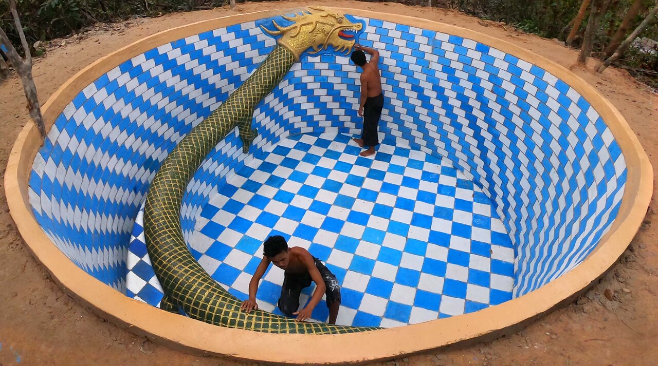 Building The Most Creative Tunnel Underground Dragon Swimming Pool