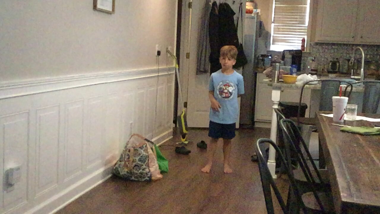 Boy VS foam roller. Foam roller wins!