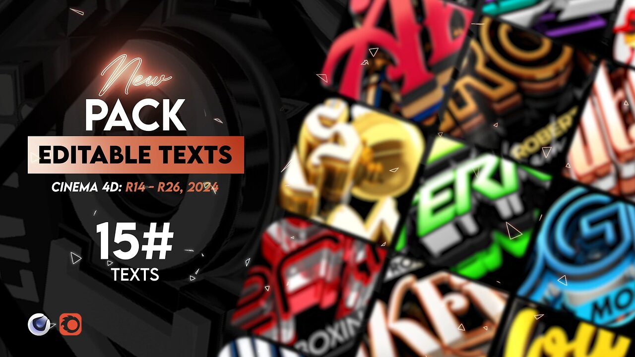 Pack #12 Of Editable Text Cinema 4D R14 - R25, 2024 | No Plugins