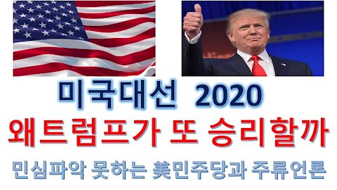 2020 미대선 분석(2). 트럼프 큰표차이로 재선에 성공할 가능성 높아. 민심파악못하는 美언론과 민주당. 민초들의 숨은표심을 알아본다.(8회)