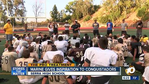 Pro Treatment: Marine gives inspiration to Serra HS Conquistadors