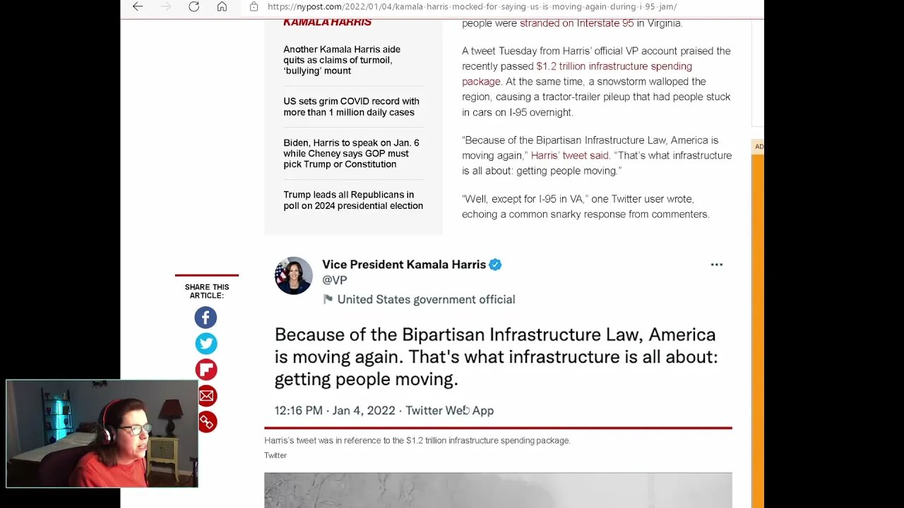 Kamala Harris Tweets America is Moving Again During I-95 Shutdown