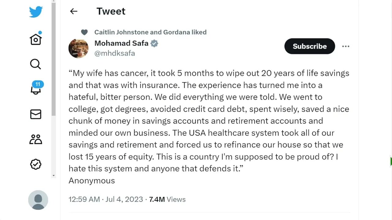 在美國，即使有健康保險，5個月的時間就花光了20年的積蓄