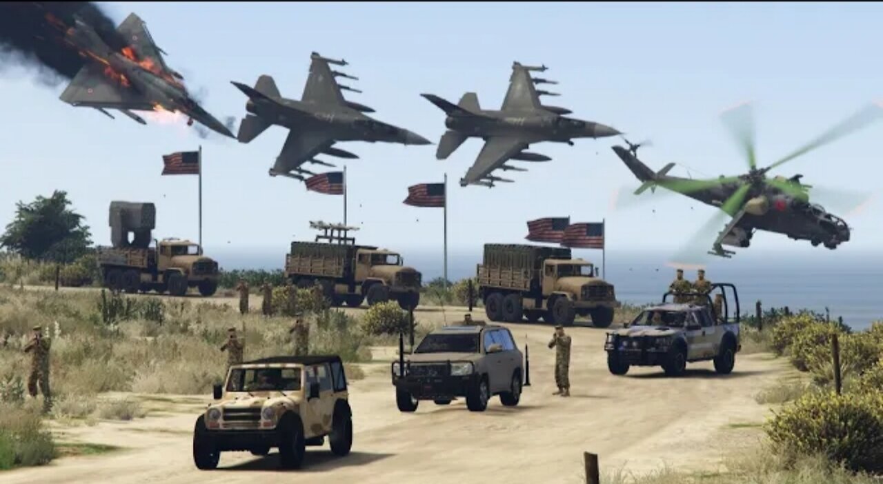 Russia Airstrikes to Destroy United States Army Convoy in Ukraine - GTA 5